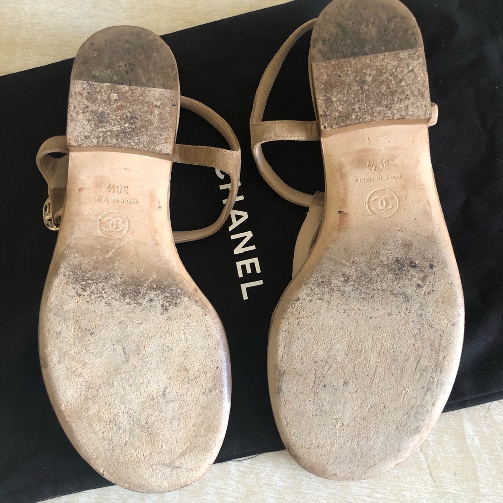 Suede Calfskin Nude 20p Golf chain CHANEL sandals - Picture 9 of 9